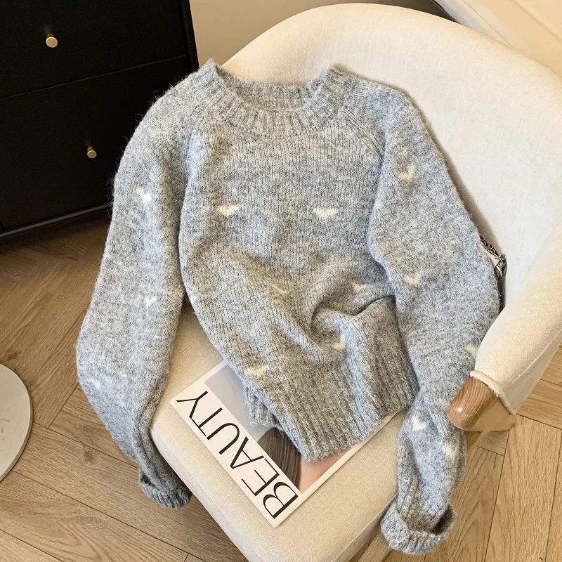 Новинка 2024 хлопковый шерстяной пуловер в ленивом стиле женский осенне-зимний