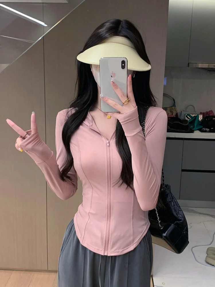 

Женская футболка с капюшоном на молнии, в стиле Харадзюку