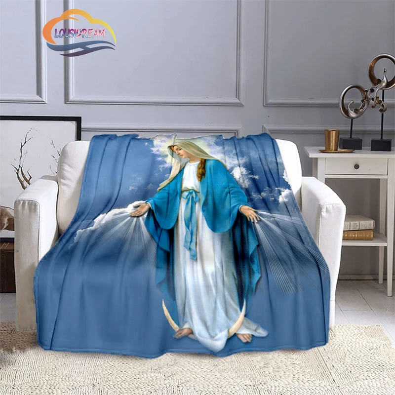 

3D printing Christ Blankets Blessed Virgin Mary Fashion Flannel cashmere Blankets Fashion Religion Soft Bedspread sofa Blankets