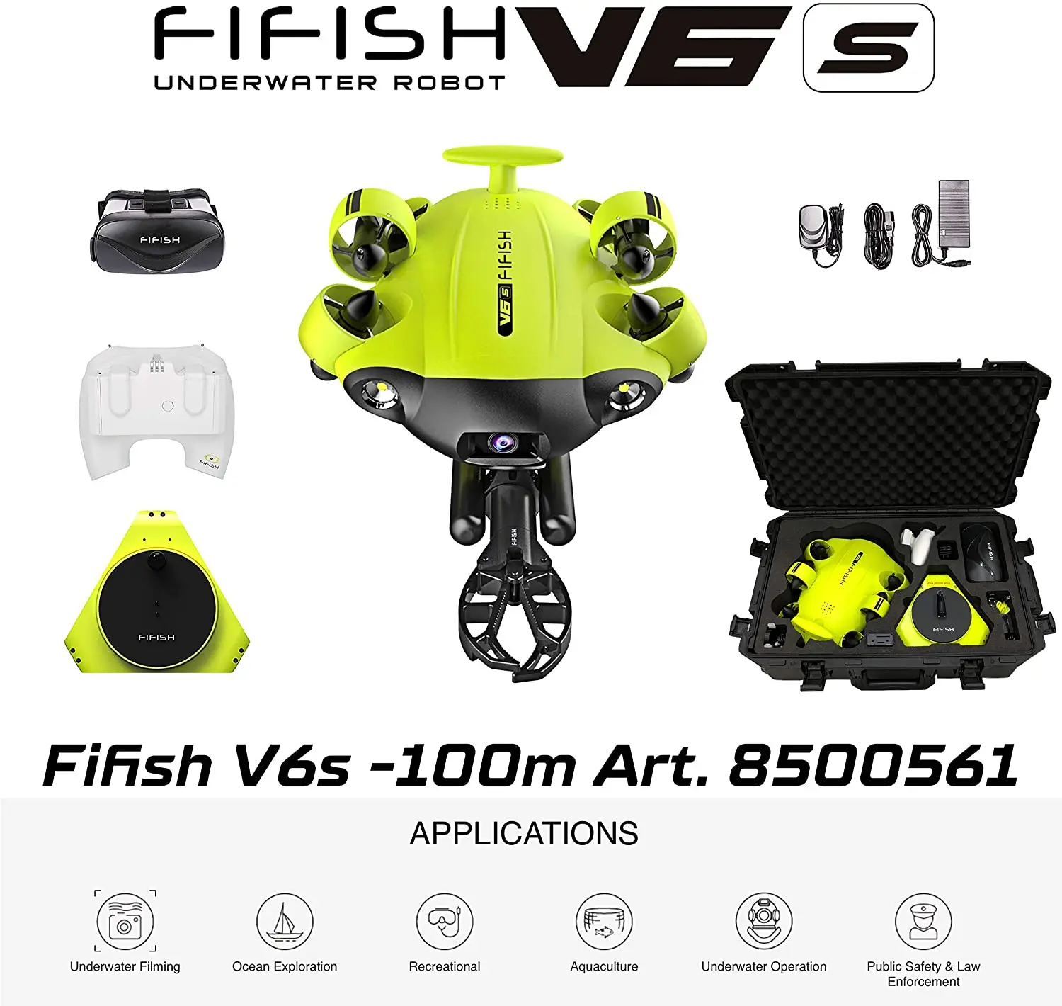 Подводный Дрон FIFISH V6S компактный всенаправленный ROV с 4K UHD камерой дистанционным