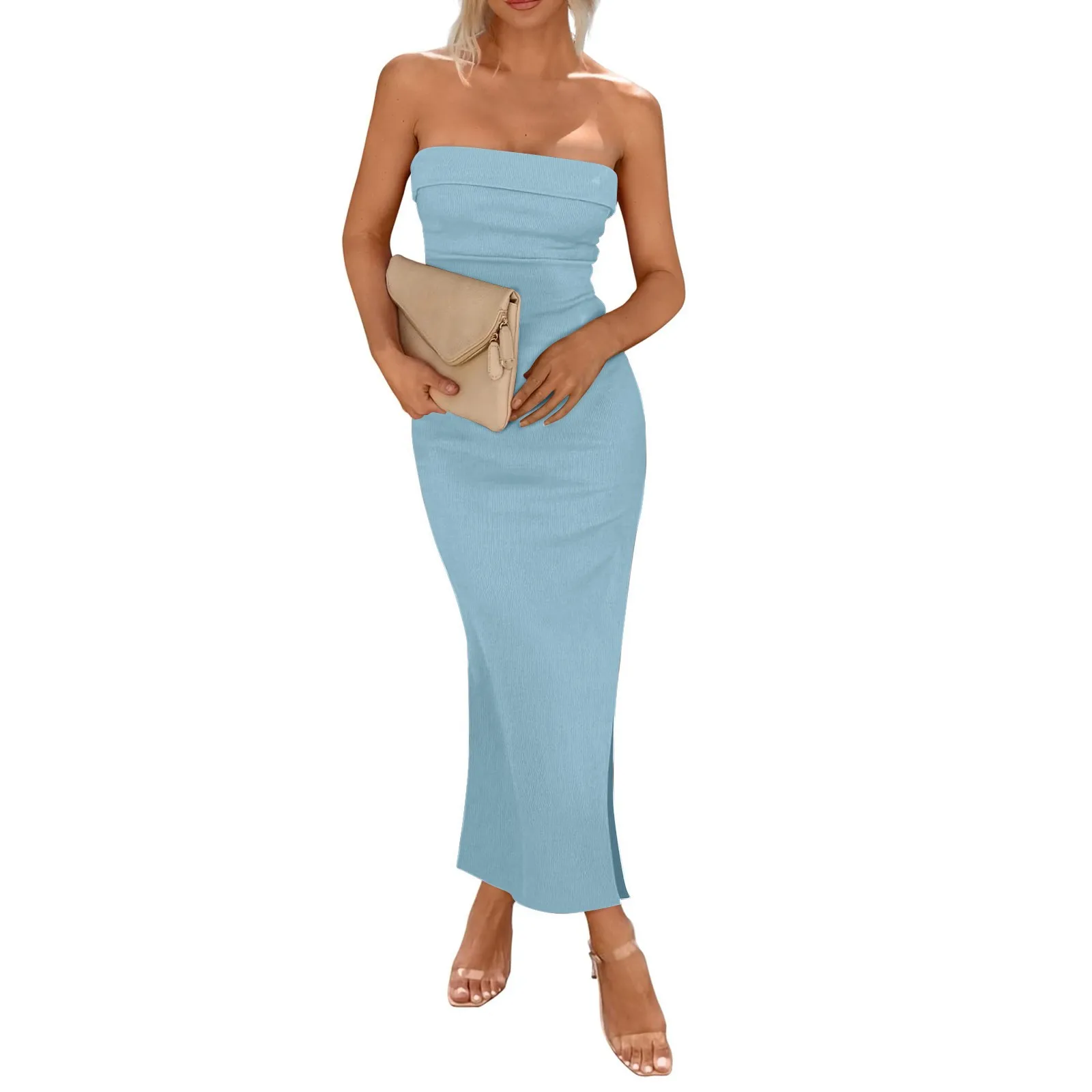 Женская сексуальная однотонная облегающая уличная одежда без бретелек модная и