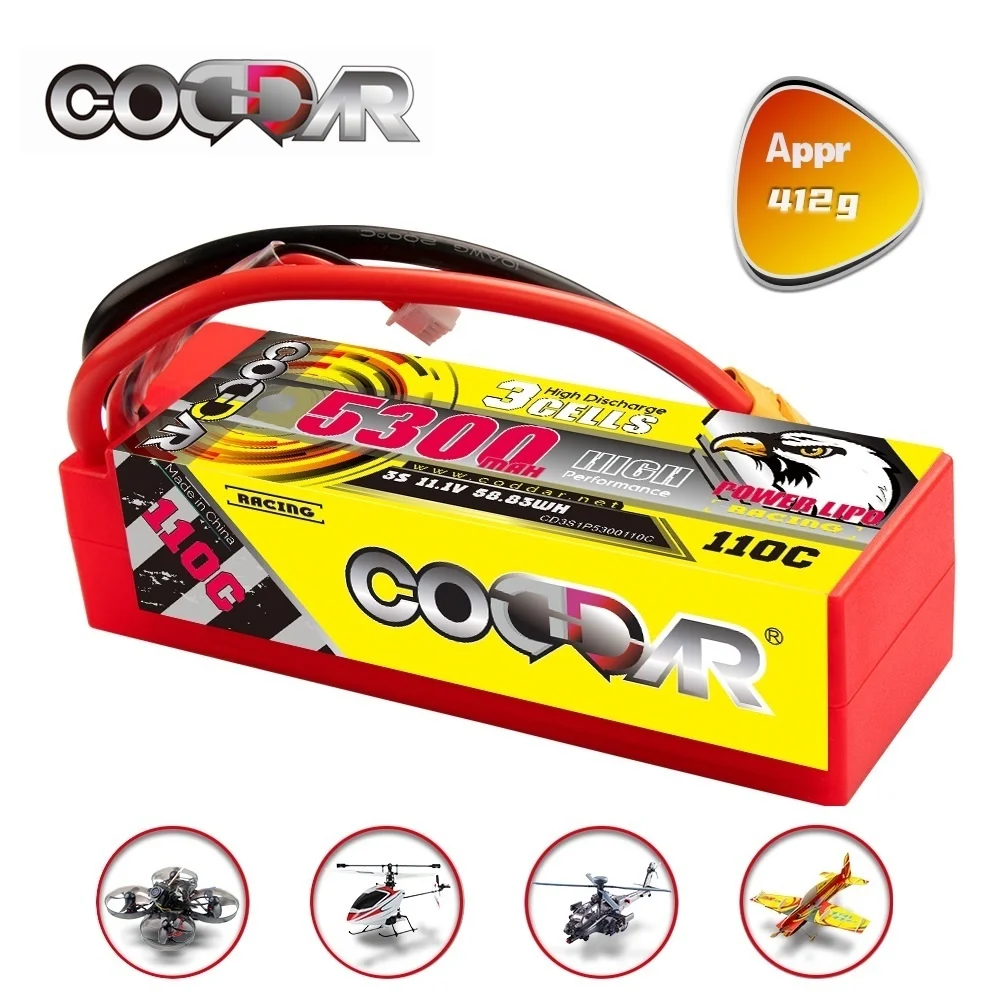

CODDAR 11.1V 5300mAh lipo battery for remote control Car Four Drive Off-Road Boat for MAX 220C 11.1V rechargeable battery
