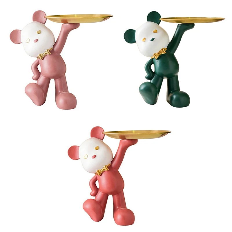 

Creative Violent Bear Statue Storage Tray Ornaments Nordic Home Decor Living Room Table Decoration Snacks Storage Tray