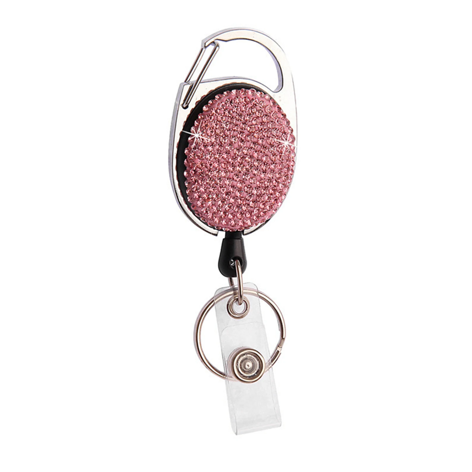 

Gift Clasps Key Ring Bling Rhinestone Recoil Fashion Retractable Badge Holder Name Tag ID Card Clip On Portable School Office