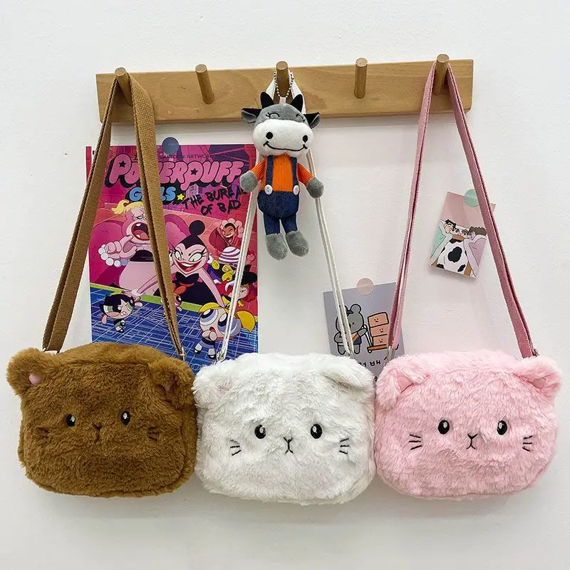 

MBTI Lolita Cartoon Shoulder Bag for Women Plush Soft Cute Cat Jk Coin Purses and Handbags Young Girl Kids Kawaii Messenger Bags
