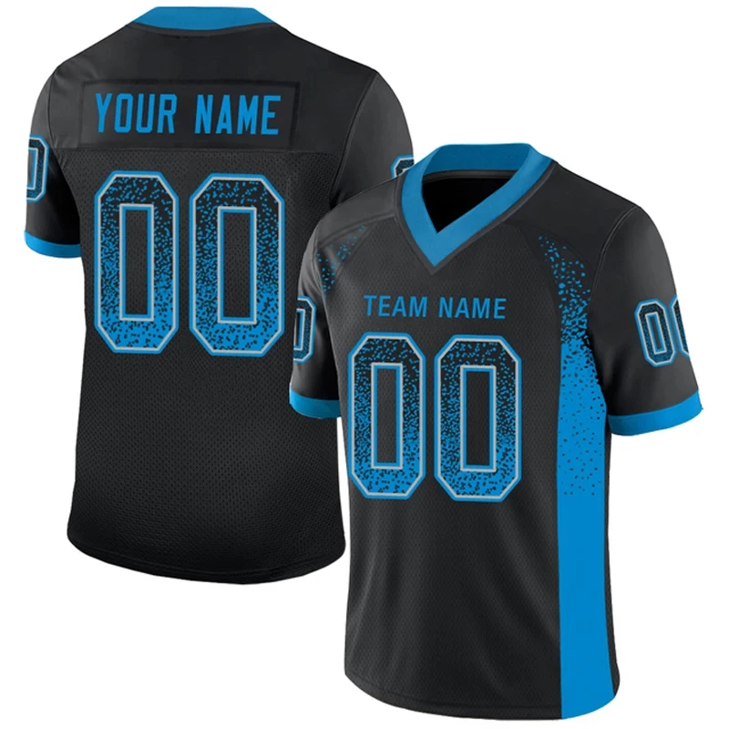 

Fashion Blue Series Customized Football Jersey Personlized Print and Sew Football V-Neck Athletic Unisex T-Shirts