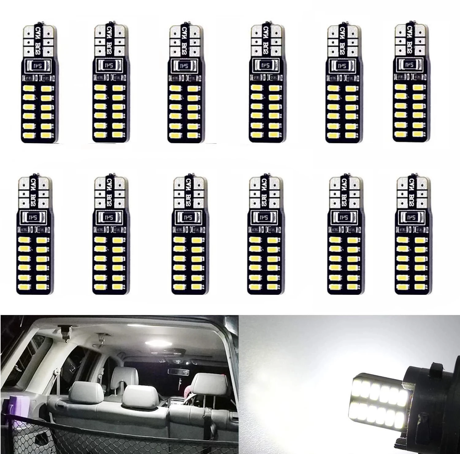 

2/5/10x T10 W5W 4014 24SMD Car Led Light Bulb Canbus Auto Clearance Wedge Side Light Interior Dome Reading Lamps No error 6000