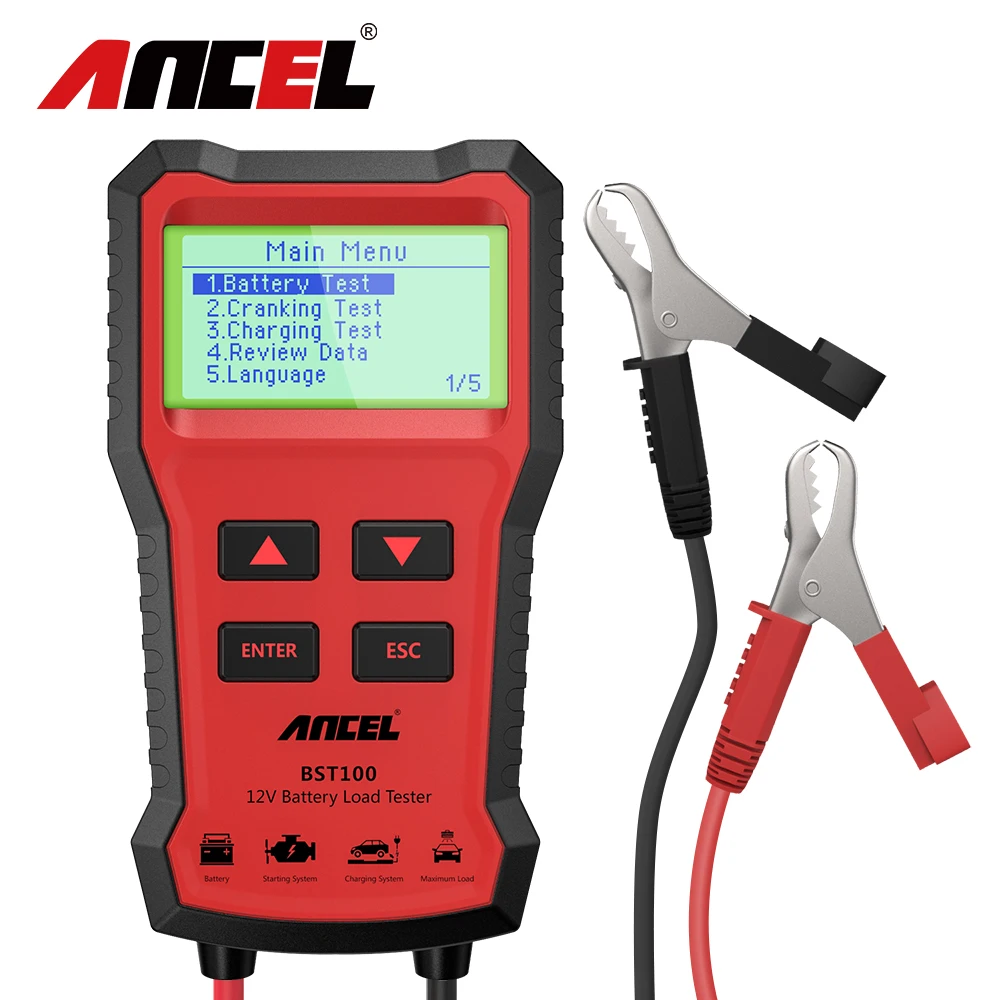 Тестер аккумулятора автомобиля Ancel BST100, OBD2 12 В, Cell 100-2000CCA, 30-220 Ач