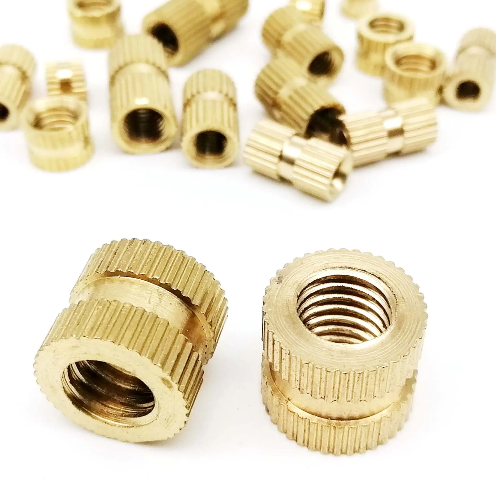 5/10/25/50pcs M1.6 M2 M2.5 M3 M4 M5 M6 M8 M10 Solid Brass Pure Copper Thread Injection Molding Knurl Embedded Insert Nut Nutsert