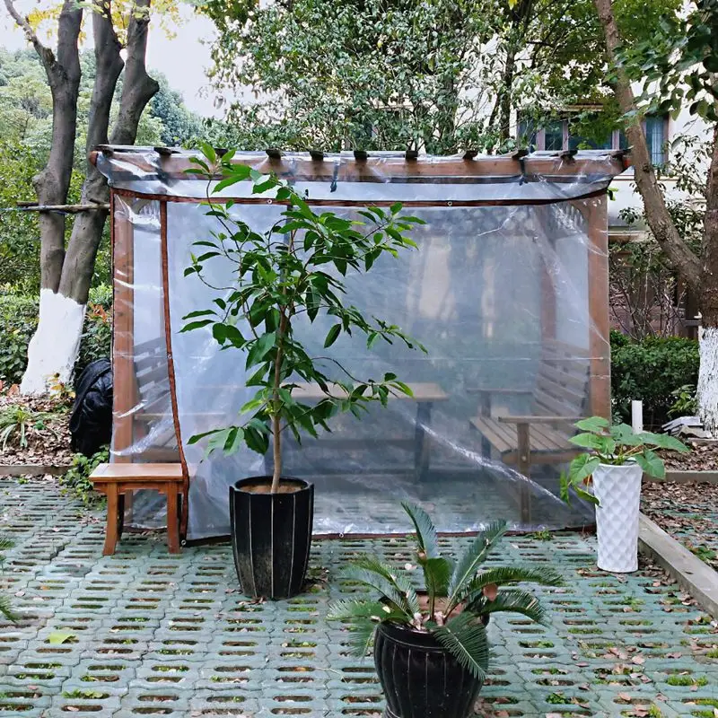 0.12mm Transparent PE Film Tarpaulin Garden Waterproof Plants Cover Patio Canopy Awnings Rainproof Cloth Greenhouse Film Tarp images - 6