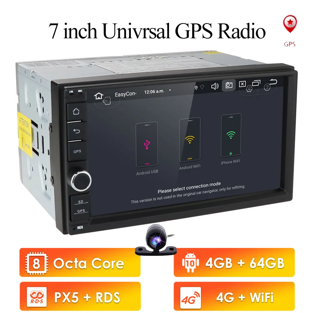 

Универсальная Автомагнитола IPS DSP, 2Din, Android 10,0, без DVD, GPS, радио, универсальная 7 ''автостереосистема, 2Din Авторадио, аудио головное устройство, 4 ...