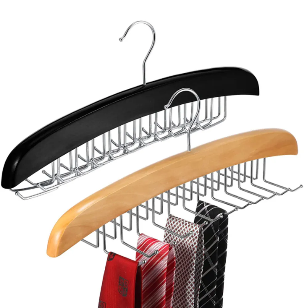 

Camisole Hanger Wooden Tank Top Organizer with 24 Metal Hooks 360 Degrees Rotation Strappy Dress Hanger Multipurpose Hanger