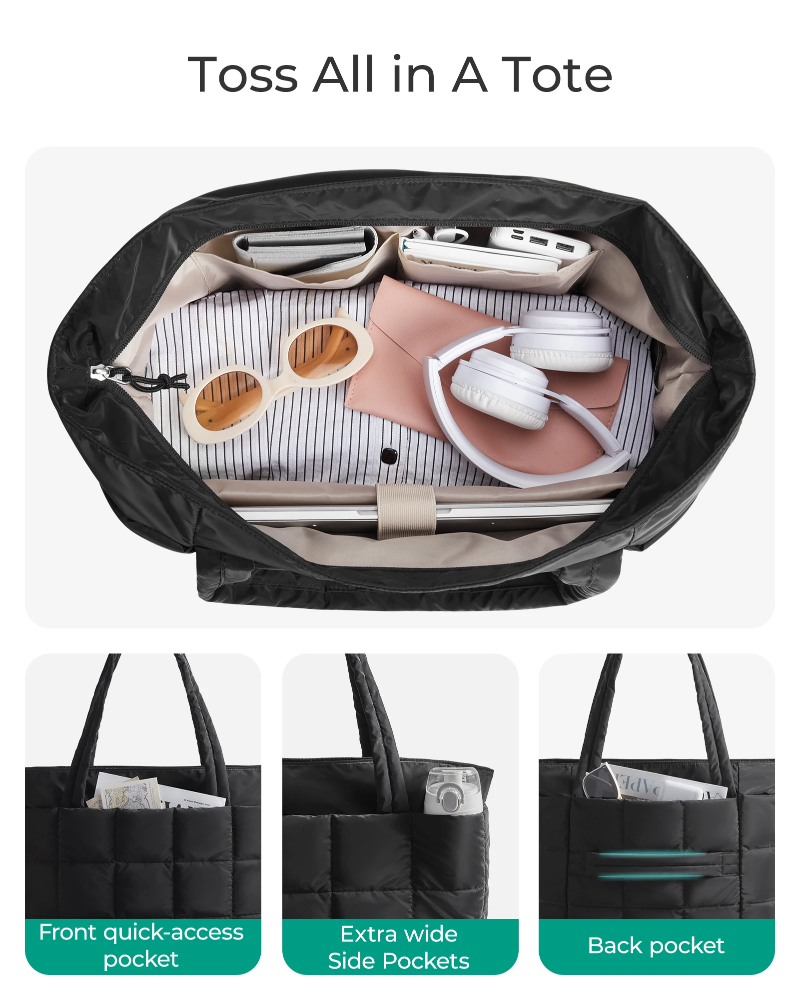 Фото BAGSMART дорожная большая сумка женская расширяемая сумка для ручной клади на молнии водостойкая стеганая сумка для выходных для работы медсестры №4