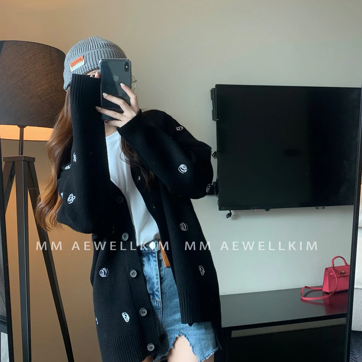 ADER ERROR Spring and Autumn New Men's and Women's Graffiti Thread Embroidery Wool Sweater Knitted Cardigan Coat Unisex