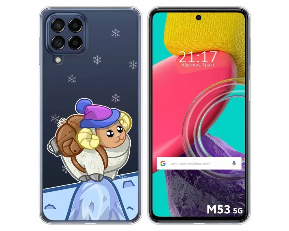 Прозрачный силиконовый чехол для Samsung Galaxy M53 с рисунком в виде козы |