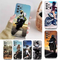 sexy girl motocross clear phone case for samsung a71 a72 a73 a01 a11 a12 a13 a22 a23 a31 a32 a41 a51 a52 a53 4g 5g tpu case
