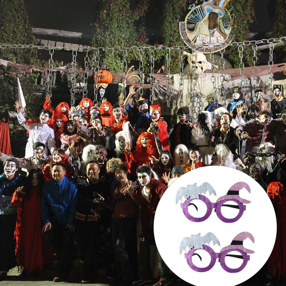 

2pcs Glasses Decorative Creative Stylish Costume Accessories Bat Witch Glasses Eyeglasses for Costume Party Masquerade