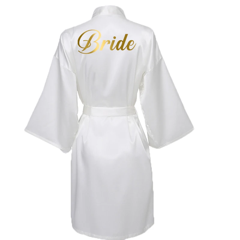 Short Silk Robes Satin Lace Robe Robes Customized Bride Team Robes Spring Mariage Wedding Robe Bathrobe Rose Gold