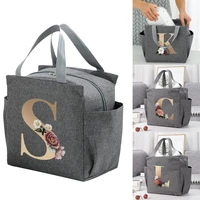 multifunction large capacity lunch box gold series printed cooler bag portable zipper thermal lunch bags women picnic food packs