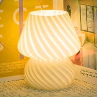 usb dimming mushroom modeling lamp led striped glass table lamp suitable for study bedside living room decoration night lamp e27