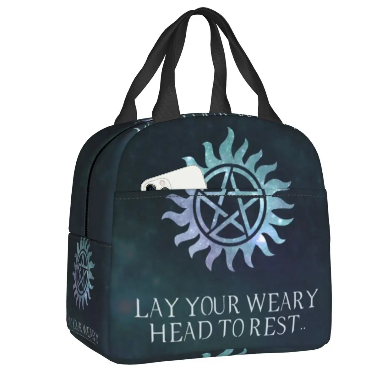 

Supernatural Symbol Insulated Lunch Bags for Women TV Show Resuable Thermal Cooler Bento Box Work School Travel