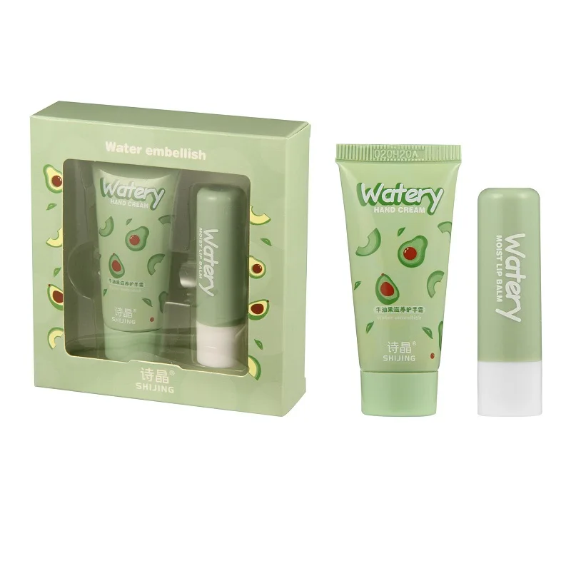 

2pcs/set Plant Moisturizer Hand Cream Lip Balm Set Anti Drying Avocado Strawberry Peach Anti Cracked Hand Lotion Hand Skin Care