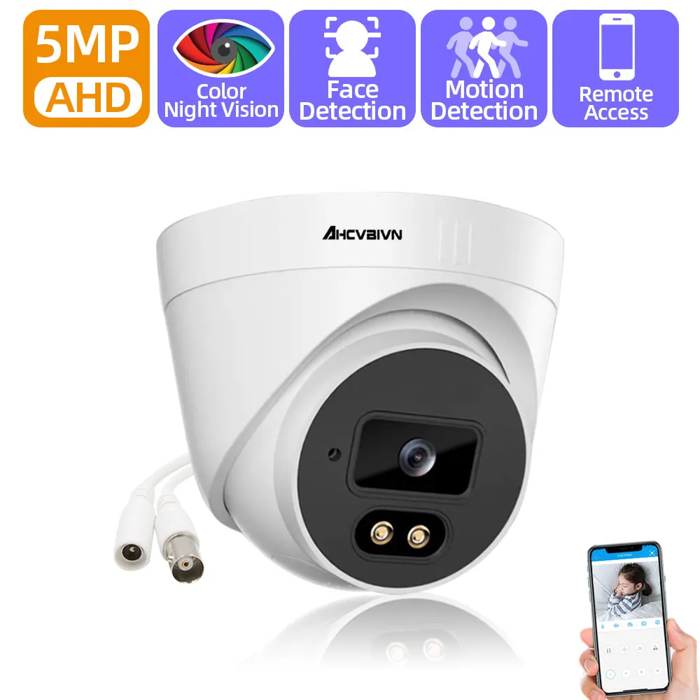 

H.265 CCTV AHD Analog Dome Camera 5MP Full Color Night Vision Outdoor Indoor IP66 Waterproof Home Office CCTV Security Camera HD