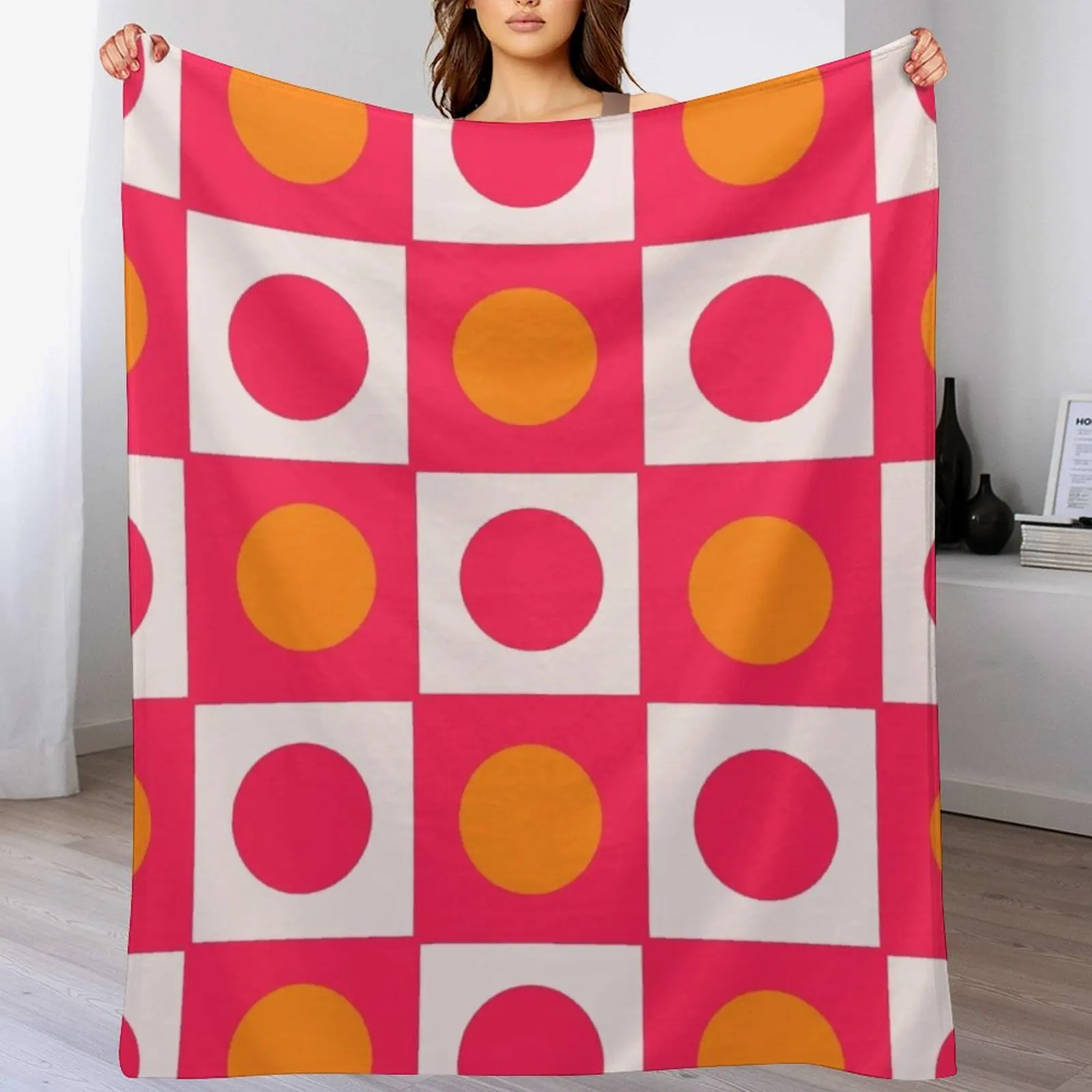 Ярко-розовое и оранжевое клетчатое одеяло одеяла для диванов милые мягкие