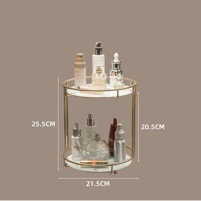 Iron Art Storage Rack Nordic Makeup Organizer Desktop Dressing Table Skin Care Cosmetic Holder Bathroom Countertop Shelf |