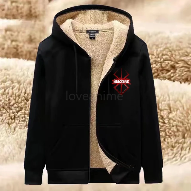 Winter Lambswool Jackets Anime Berserk Jackets Men Thicken Fleece Zip Up  Hoodies Warm Sweatshirts Streetwear Fleece Coats | AliExpress