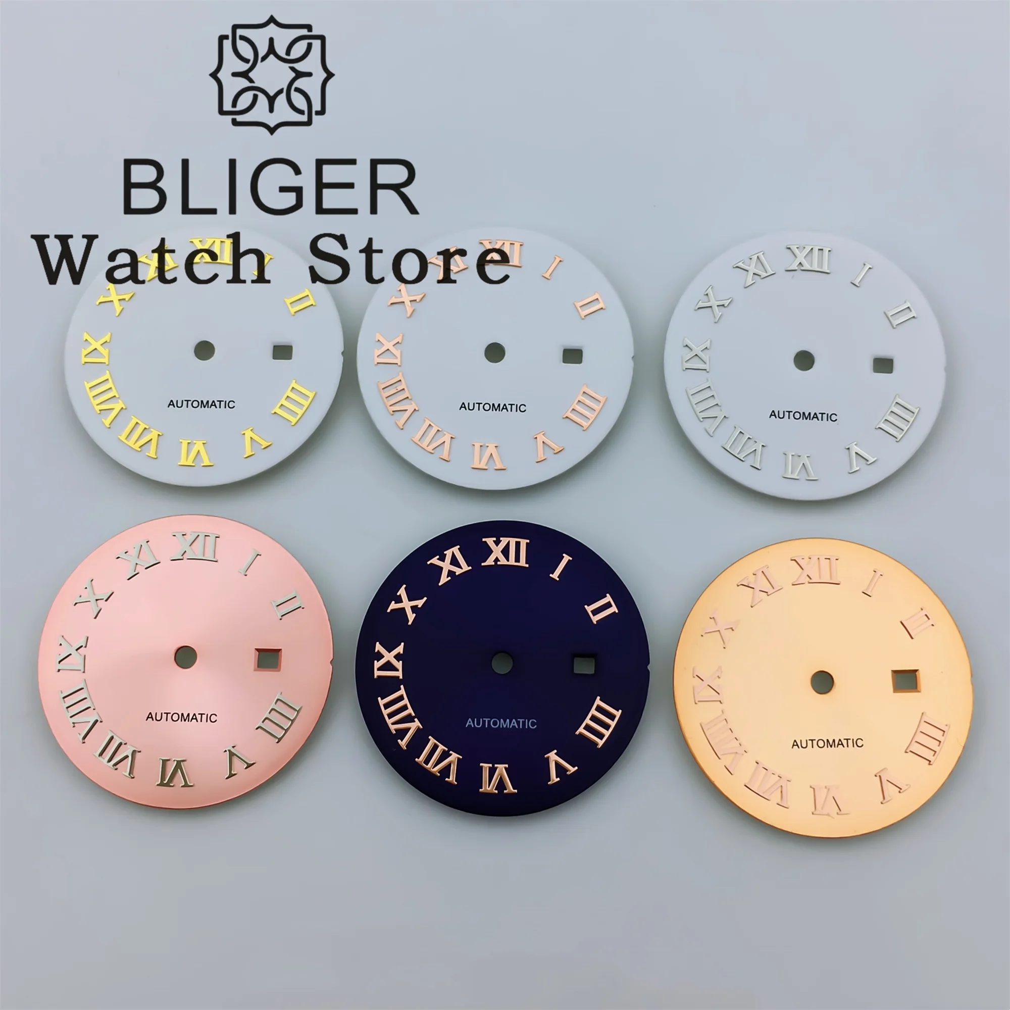 BLIGER 24 5 мм NH05 Циферблат часов Sunburst Золото Розовое золото Фиолетовый розовый Дата