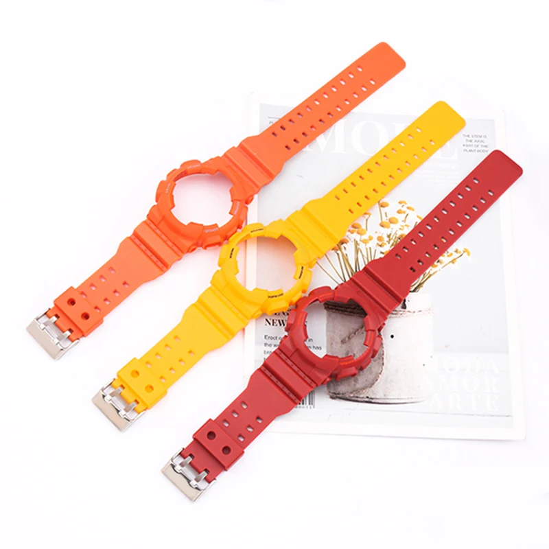 Resin strap case for Casio G-shock GLS GAX GD GA110 100 120 140 Outdoor Sports Buckle Rubber silicone watch strap watchband