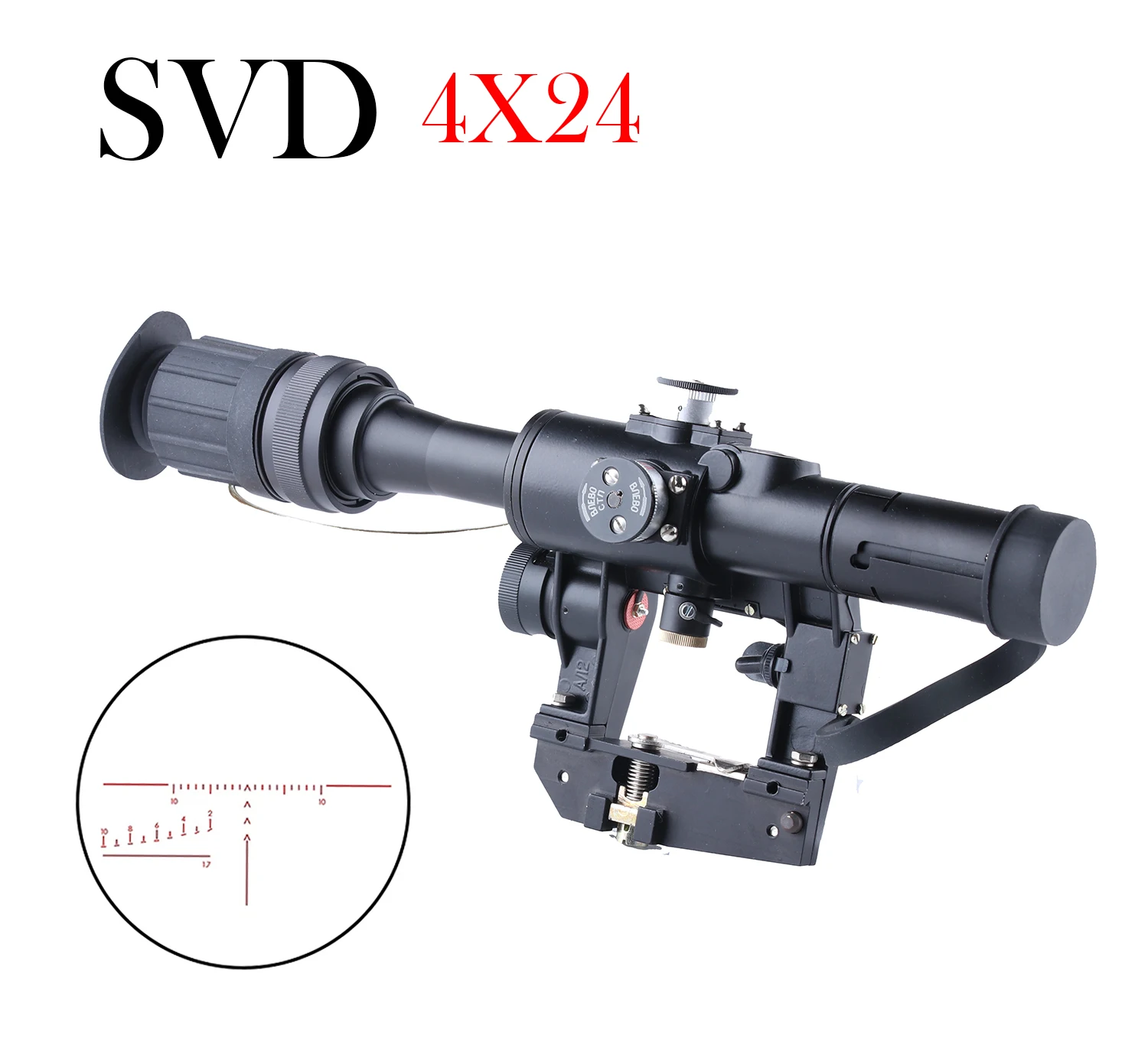 

PSO Type 4x24 SVD Riflescope Tactical Red Illuminated Glass Etched Reticle Scope for Dragunov Sniper AK 47 Sight Rifle Series
