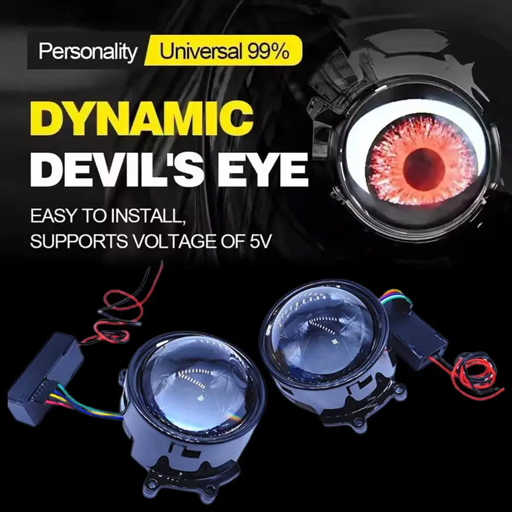 2025 динамические 3-дюймовые линзы Devil Eyes для 12 В автомобиля Wi-Fi управление глазами