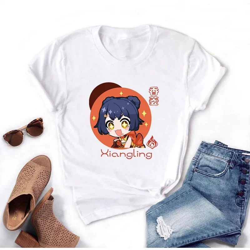 Женская футболка с принтом Genshin Impact Kaeya модная повседневная коротким рукавом и