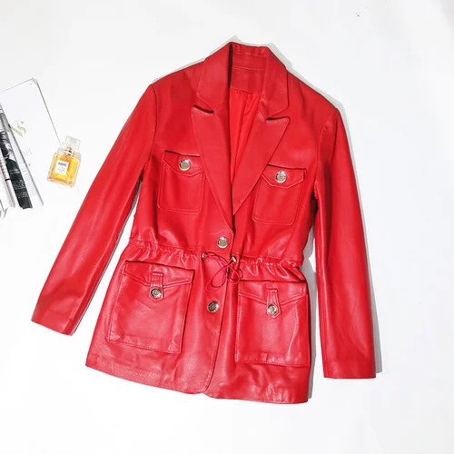 

Женская куртка из натуральной овечьей кожи, Повседневная Элегантная куртка из овечьей кожи, верхняя одежда, 22 цвета, весна-осень