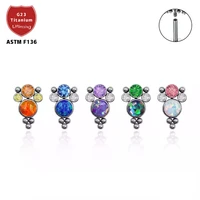one piece 16g internal thread opal stone labret nose opal cartilage tragus helix earrings piercing body daith jewelry