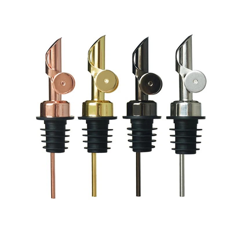 

4PCS Stainless Steel Bottle Metal Air Pipe Automatic Open Cap Trachea Weighted Pourer Wine Pourer Food A