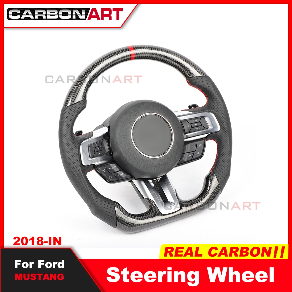 

Carbon Fiber Custom Steering Wheel For mustang 2015-2018Carbon Fiber Custom Steering Wheel With Italy Al.cantara