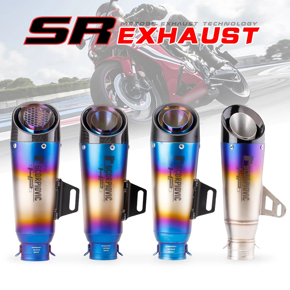 

51MM 61mm Modified Motorcycle Carbon Fiber Exhaust Muffler for YZF FZ6 R1 R6 R3 MT07 zx6r z800 z900 mt09 fz09 gsxr750 cbr300