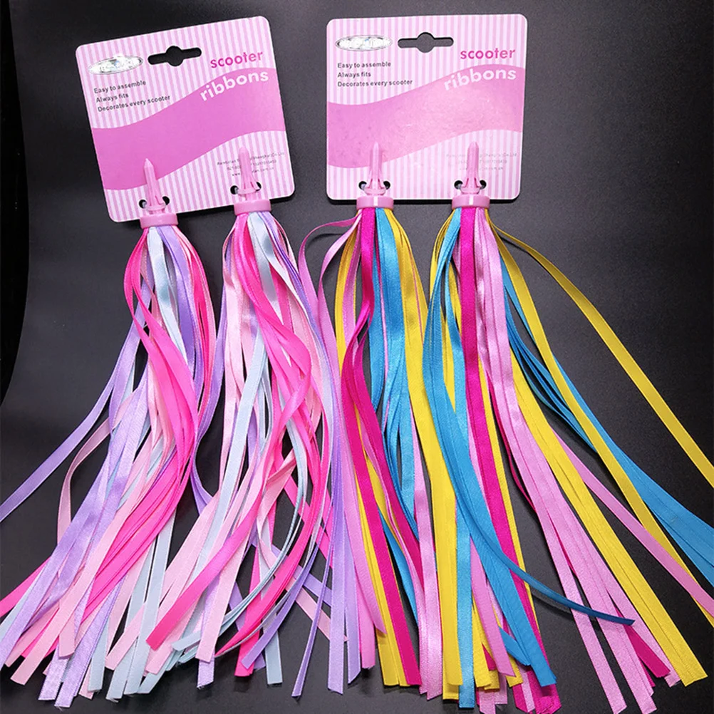

2 Pairs of Bike Handlebar Streamer Bike Handlebar Ribbons Child Bike Grips Ribbon Kids Scooter Accessory Scooter Trike