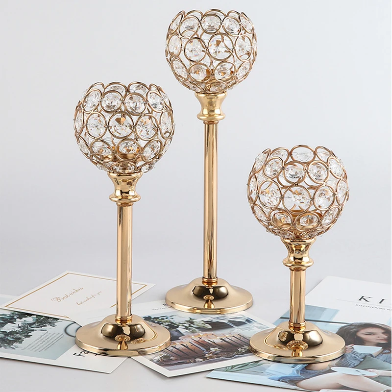 

New style wedding props home party Valentine's Day Christmas decoration crystal candle holder 1pcs