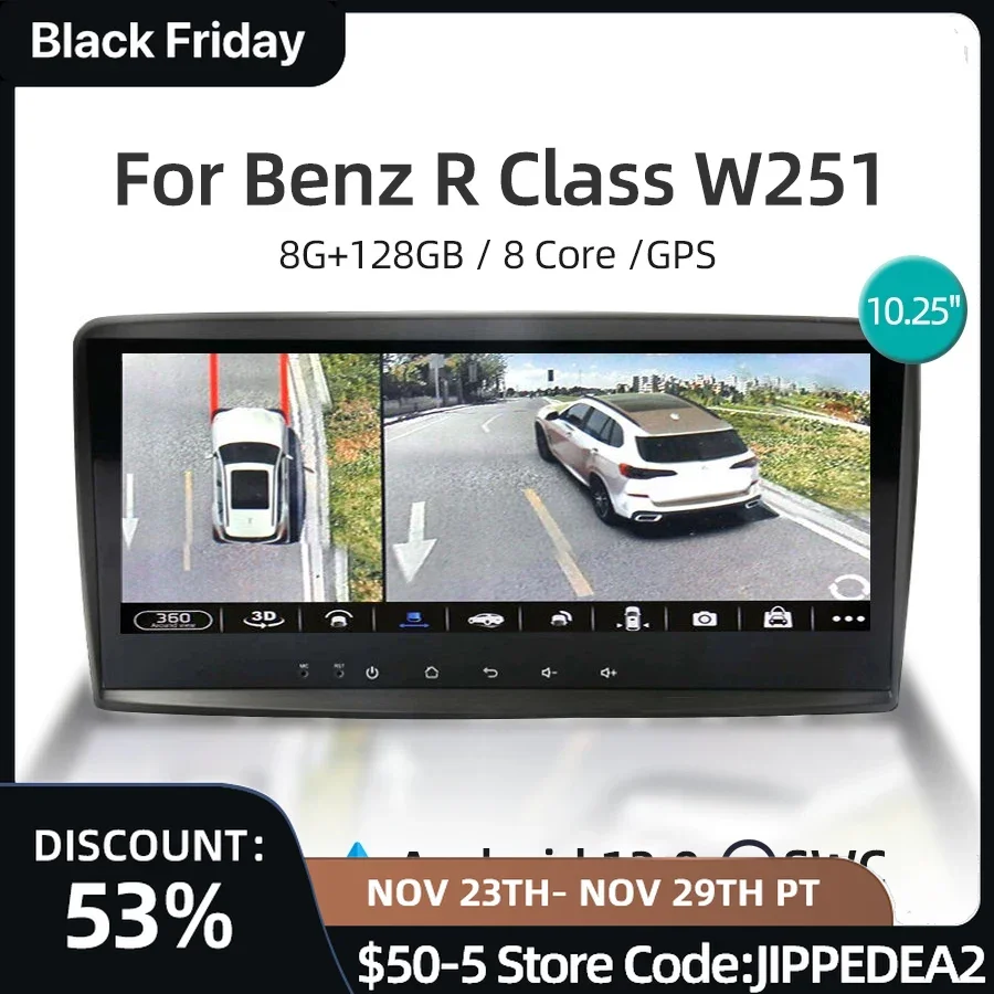 

10.25" Android 12 Carplay Car Multimedia Player 8G 128G Navigation GPS WiFi Car Radio for Benz R Class W251 R280 R300 R320 R350
