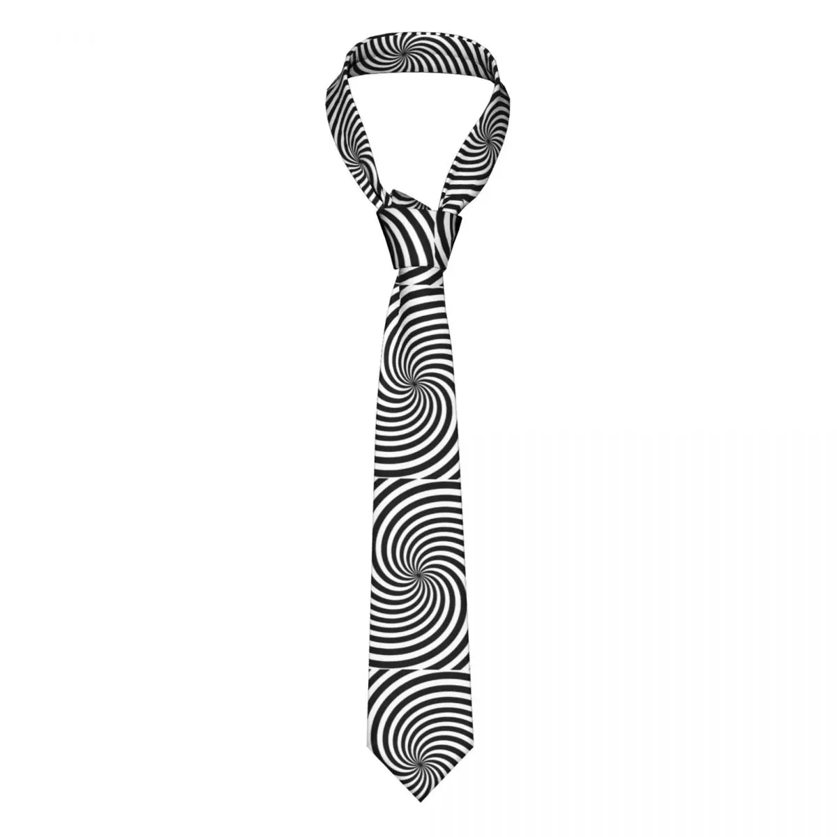 

Black White Psychedelic Tie Op-Art Spiral Print Gift For Man Neck Ties Printed Shirt Polyester Silk Office Cravat