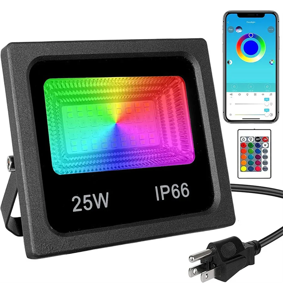 

15W 50W Outdoor RGBCW LED Flood Light Color Changing Bluetooth APP Floodlight IP66 Waterproof Garden Event Party Stage Lamp