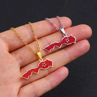 wangaiyao morocco map pendant stainless steel necklace famous ethnic style female niche design light luxury geometric oil drop j