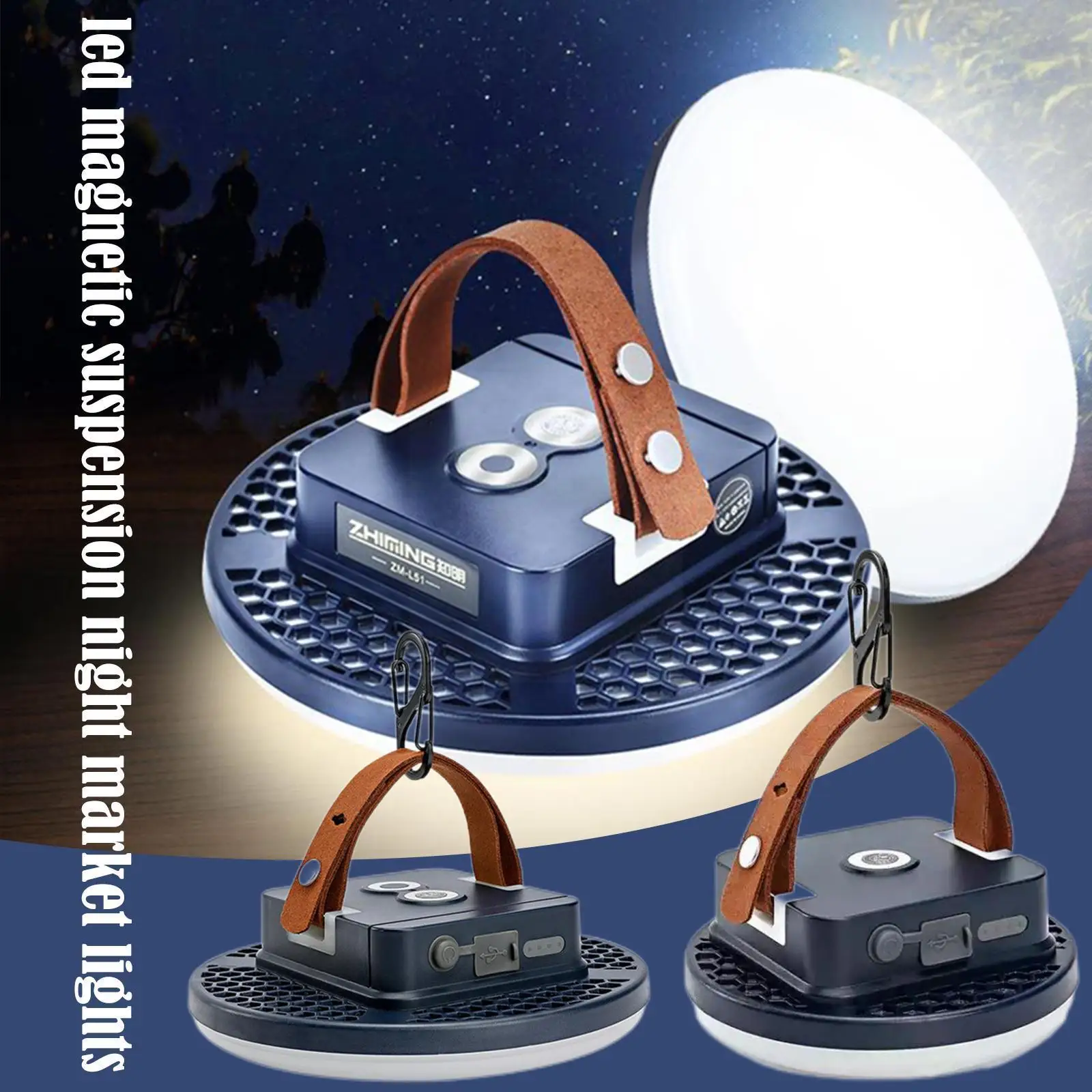 

Flashlight Portable Led Camp Lantern With Magnet Rechargeable Dimmable Emergency Lights For Tent Lights/market Light/power B2s1