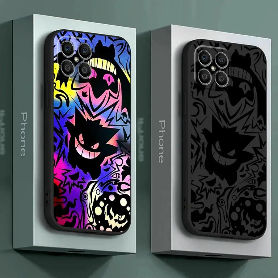 Luxury P-okemon Gengar Phone Case for Honor X9a 5G 90 X8 4G X8a X7b X9b X8b 70 X6 8X Magic5 Lite Silicone Cover