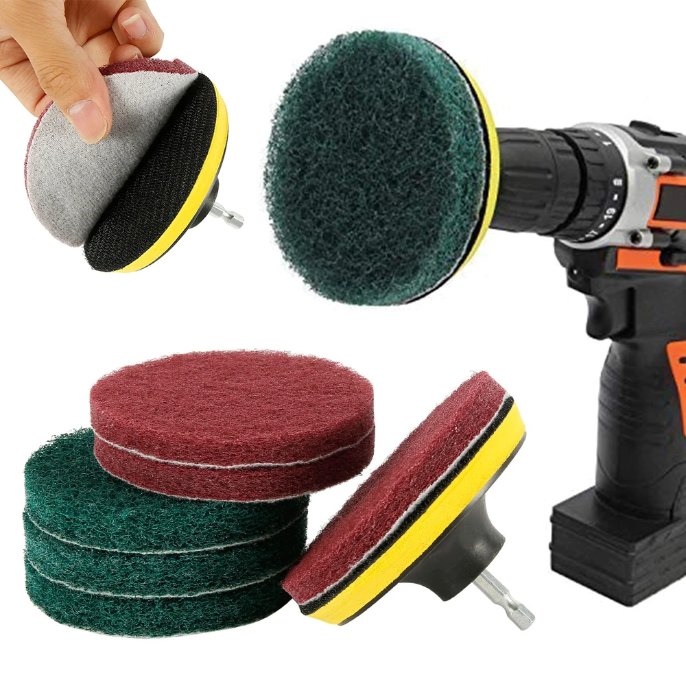 8Pcs 4 Inch Electric Drill Brush Scrub Pads Grout Power Drills Scrubber Cleaning Brush Tub Cleaner Tools Kit Dusty Brush