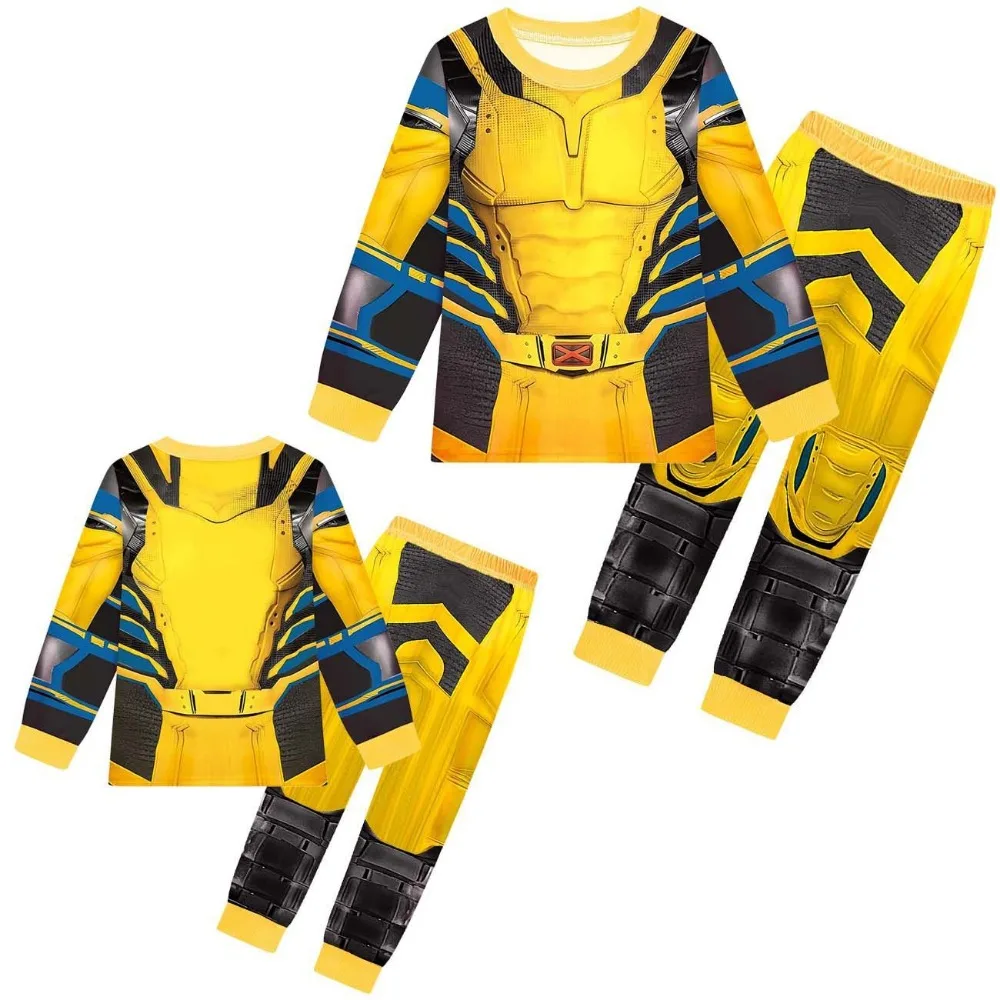 Фото Children's Wolverine children's leisure wear cartoon pajamas Suit Girl Boys D-Deadpool night-clothes spring autumn nightshirt №2